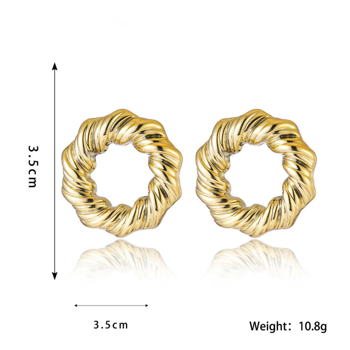 Women's Exaggerated Twisted Twist Circle Personality Gold-plated Hollow Stud Earrings