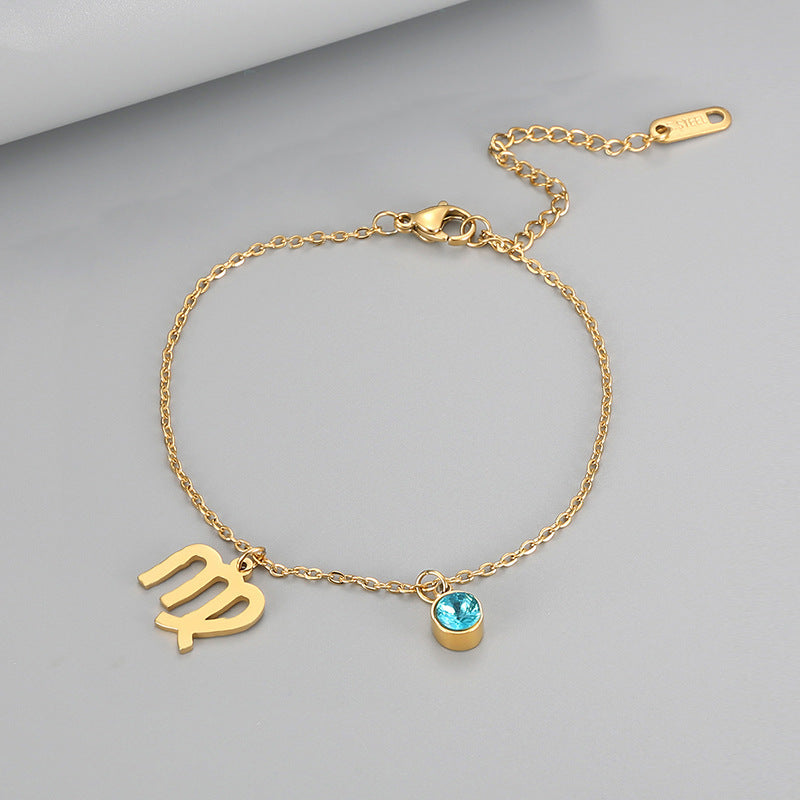 Retro Fashion Constellation Bracelet Inlaid With Blue Zircon