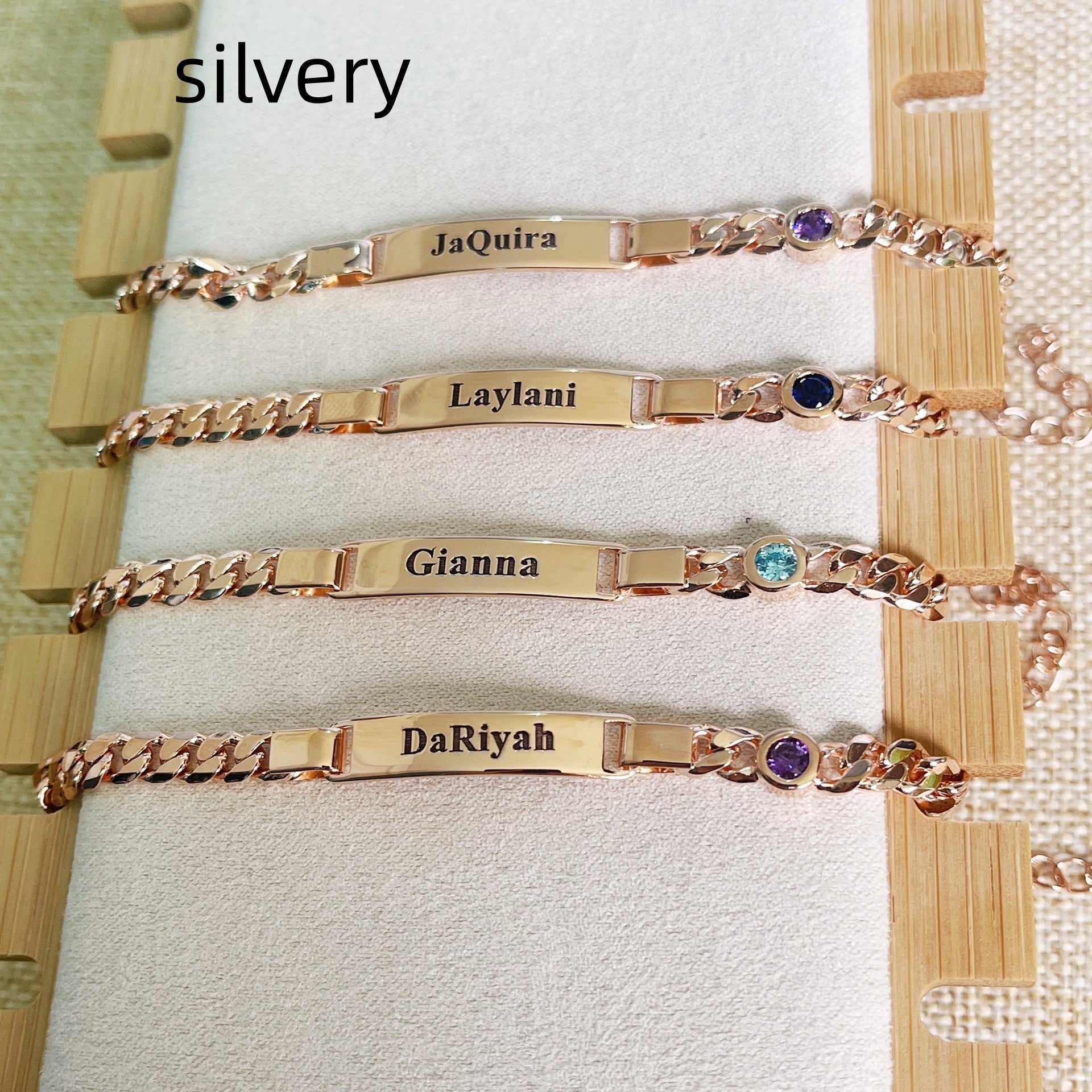 Baby Birthstone Bracelet Stainless Steel Gold Plated