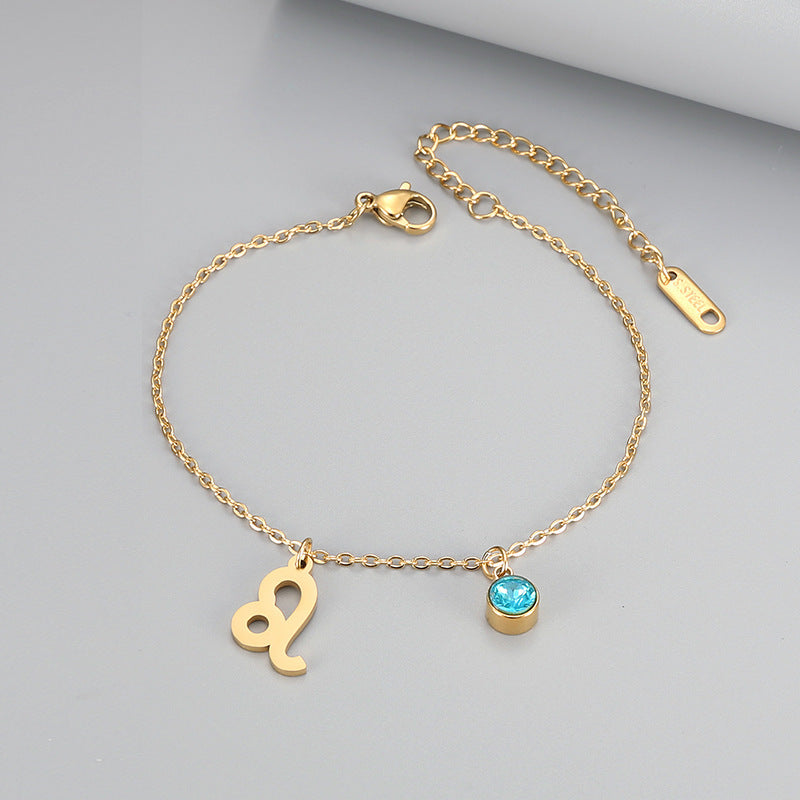 Retro Fashion Constellation Bracelet Inlaid With Blue Zircon