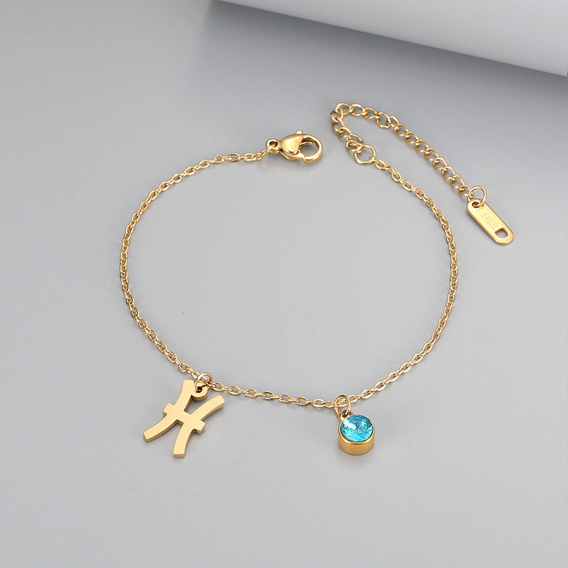 Retro Fashion Constellation Bracelet Inlaid With Blue Zircon