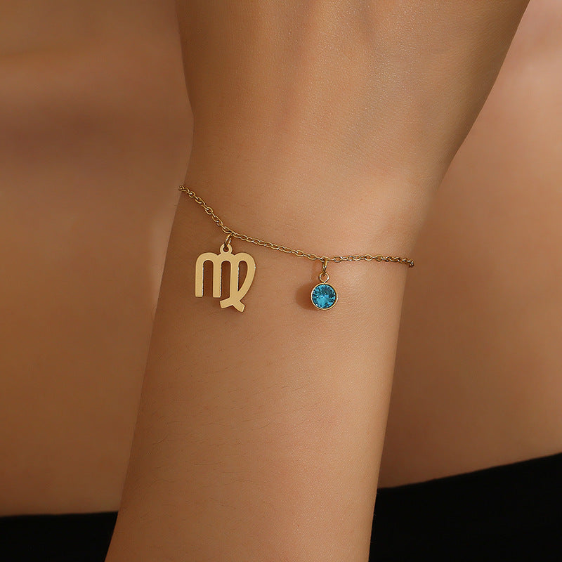 Retro Fashion Constellation Bracelet Inlaid With Blue Zircon