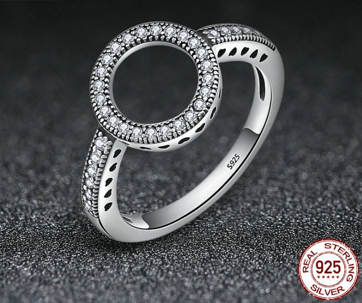 Real 925 Sterling Silver Lucky Circle Finger Rings For Women Fashion Jewelry