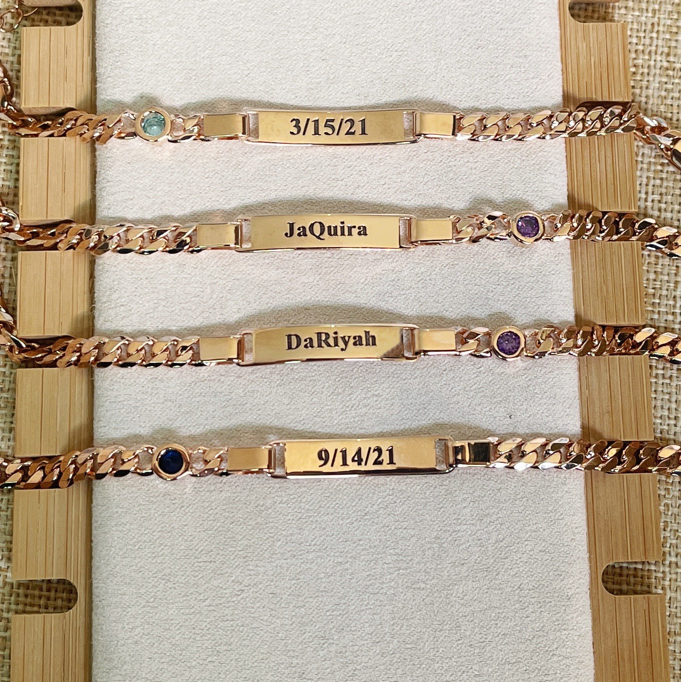 Baby Birthstone Bracelet Stainless Steel Gold Plated