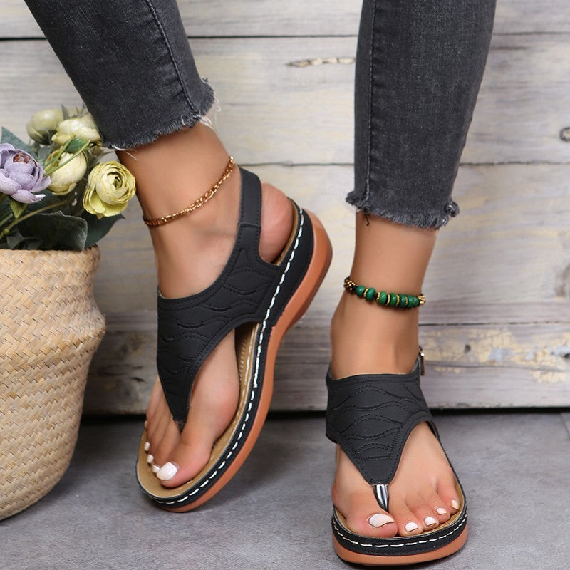 Summer Shoes Roman Retro Style Clip Toe Sandals Women Ankle Buckle Shoes