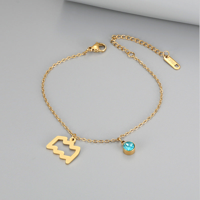 Retro Fashion Constellation Bracelet Inlaid With Blue Zircon