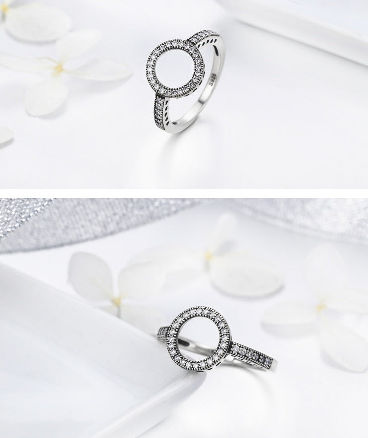 Real 925 Sterling Silver Lucky Circle Finger Rings For Women Fashion Jewelry