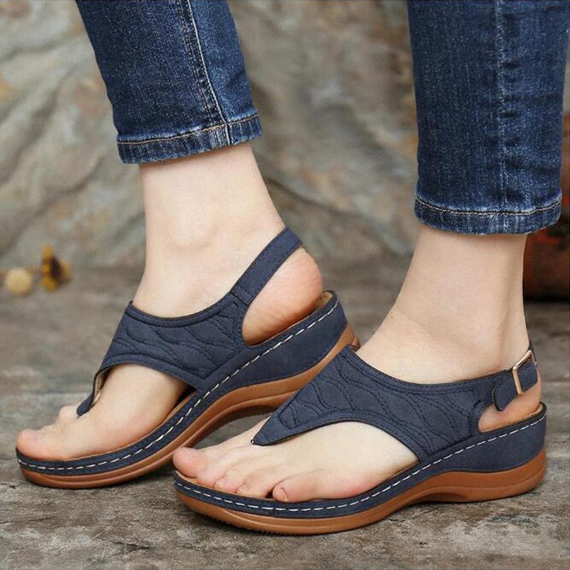 Summer Shoes Roman Retro Style Clip Toe Sandals Women Ankle Buckle Shoes