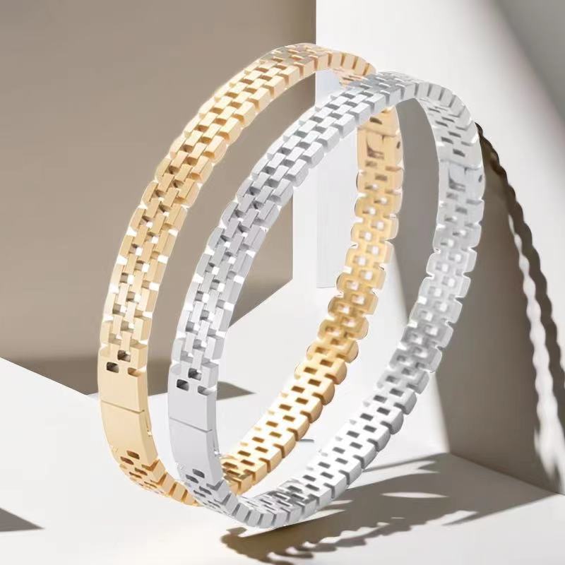 Titanium Steel Bracelet Women's Real Gold Electroplating Simple
