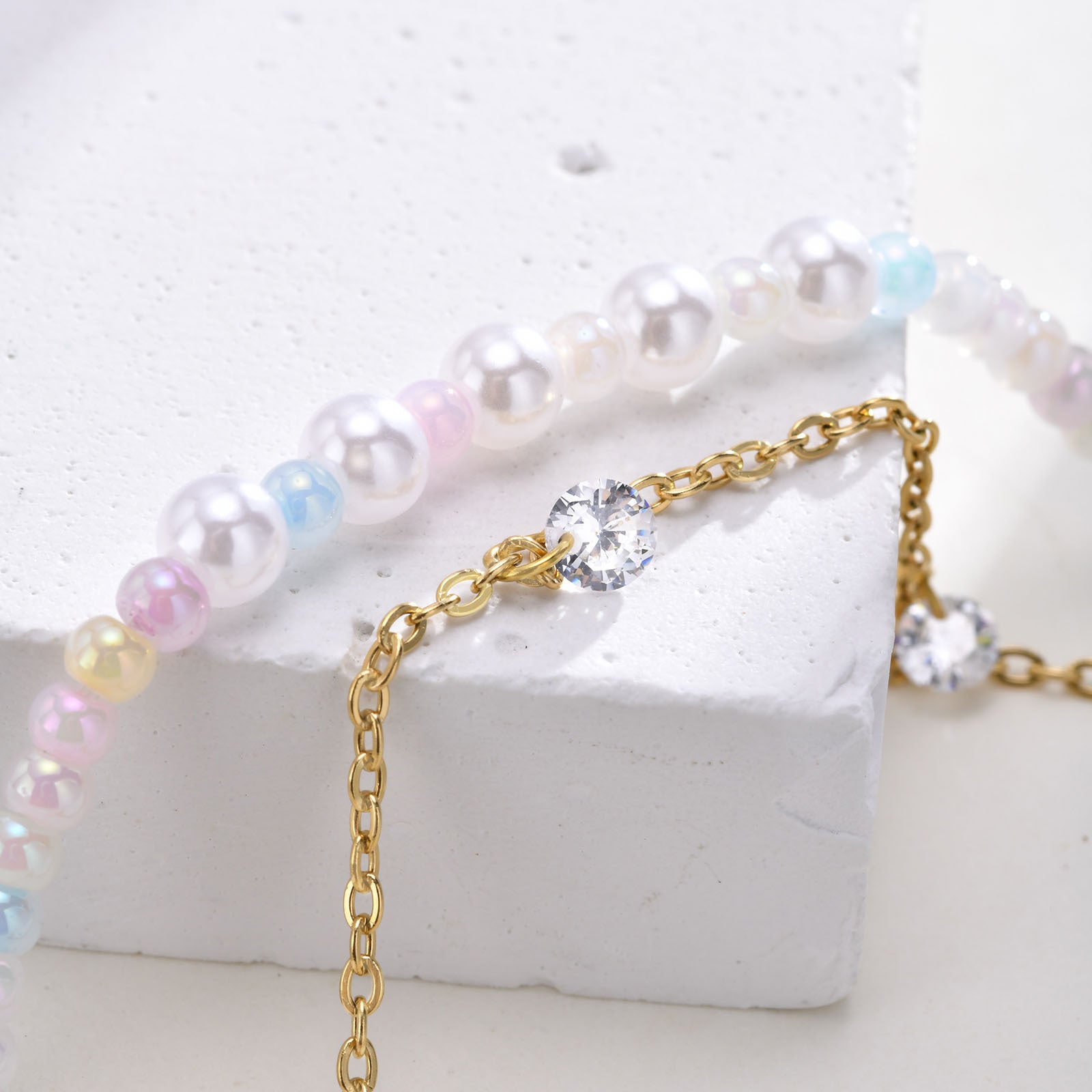 Cross Chain Pearl Bead Double-layer Bracelet